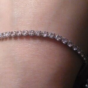 Pink Cubic Zirconia Stainless Steel Tennis Bracelet
